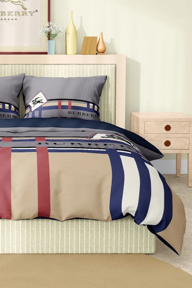 Marka Nevresim Takımı Çift Kişilik Pamuklu Saten Kumaş 6 Parça 3D Dijital Baskı Duvet Cover Set Model No:10 - 5