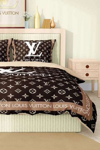 Nevresim Takımı Çift Kişilik Pamuklu Saten Kumaş 6 Parça 3D Dijital Baskı Duvet Cover Set Model No:74 - 4