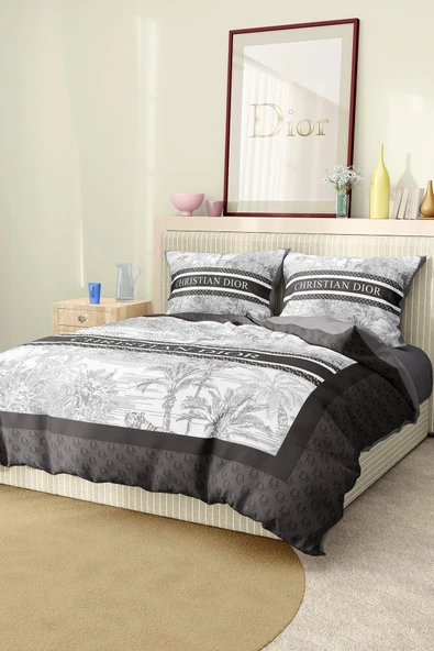 Marka Nevresim Takımı Çift Kişilik Pamuklu Saten Kumaş 6 Parça 3D Dijital Baskı Duvet Cover Set Model No:48