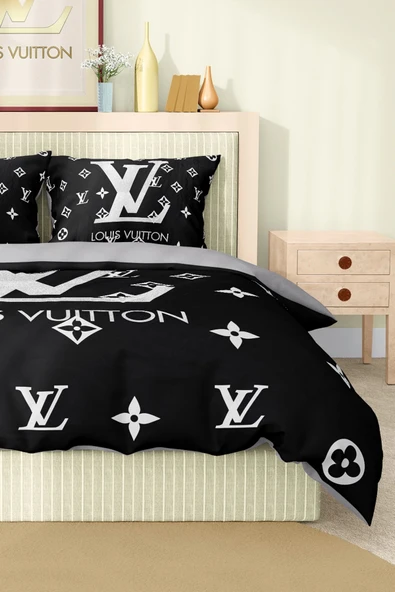 Nevresim Takımı Çift Kişilik Pamuklu Saten Kumaş 6 Parça 3D Dijital Baskı Duvet Cover Set Model No:71 - 4