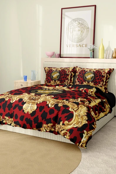 Marka Nevresim Takımı Çift Kişilik Pamuklu Saten Kumaş 6 Parça 3D Dijital Baskı Duvet Cover Set Model No:110