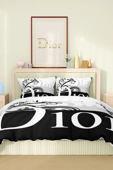 Marka Nevresim Takımı Çift Kişilik Pamuklu Saten Kumaş 6 Parça 3D Dijital Baskı Duvet Cover Set Model No:44 - 2