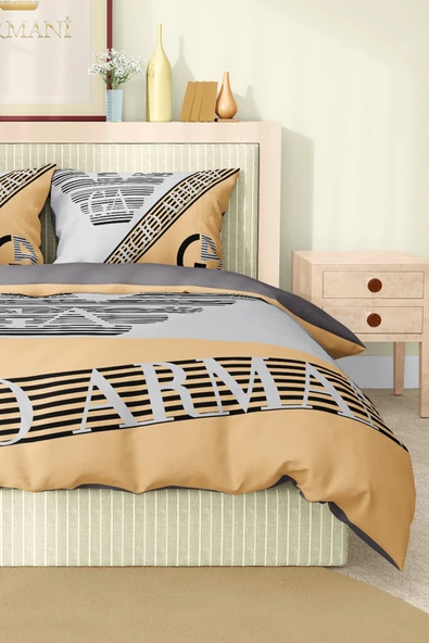 Marka Nevresim Takımı Çift Kişilik Pamuklu Saten Kumaş 6 Parça 3D Dijital Baskı Duvet Cover Set Model No:2 - 5