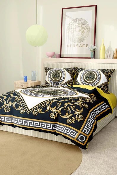 Marka Nevresim Takımı Çift Kişilik Pamuklu Saten Kumaş 6 Parça 3D Dijital Baskı Duvet Cover Set Model No:89