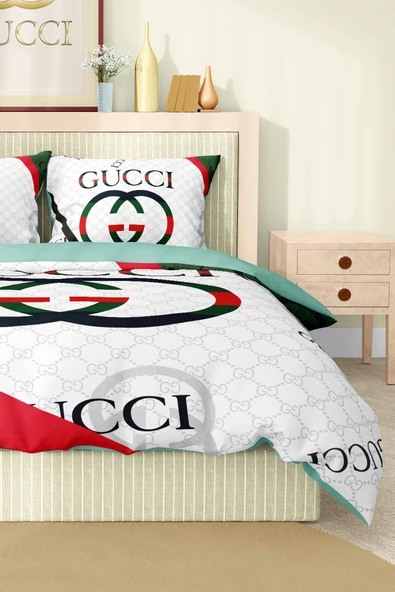 Marka Nevresim Takımı Çift Kişilik Pamuklu Saten Kumaş 6 Parça 3D Dijital Baskı Duvet Cover Set Model No:53 - 4