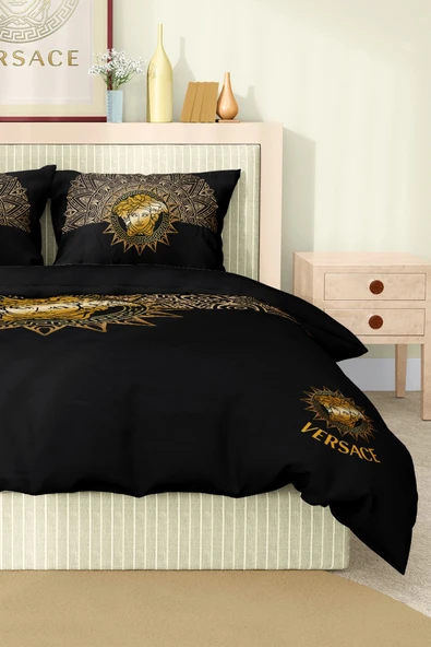 Nevresim Takımı Çift Kişilik Pamuklu Saten Kumaş 6 Parça 3D Dijital Baskı Duvet Cover Set Model No:109 - 3