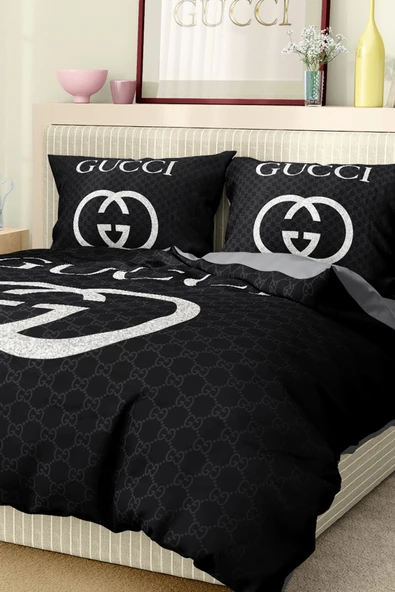 Marka Nevresim Takımı Çift Kişilik Pamuklu Saten Kumaş 6 Parça 3D Dijital Baskı Duvet Cover Set Model No:56 - 4