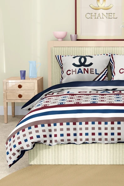 Marka Nevresim Takımı Çift Kişilik Pamuklu Saten Kumaş 6 Parça 3D Dijital Baskı Duvet Cover Set Model No:21 - 5