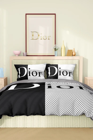 Marka Nevresim Takımı Çift Kişilik Pamuklu Saten Kumaş 6 Parça 3D Dijital Baskı Duvet Cover Set Model No:45 - 2