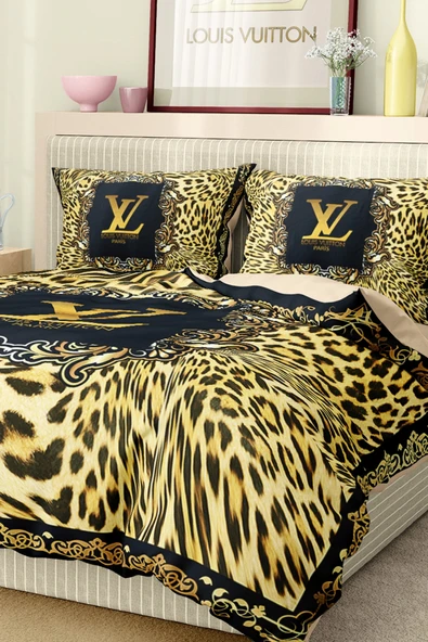 Marka Nevresim Takımı Çift Kişilik Pamuklu Saten Kumaş 6 Parça 3D Dijital Baskı Duvet Cover Set Model No:78 - 6