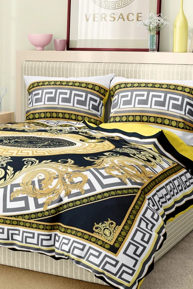 Nevresim Takımı Çift Kişilik Pamuklu Saten Kumaş 6 Parça 3D Dijital Baskı Duvet Cover Set Model No:91 - 7