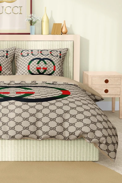 Marka Nevresim Takımı Çift Kişilik Pamuklu Saten Kumaş 6 Parça 3D Dijital Baskı Duvet Cover Set Model No:52 - 3