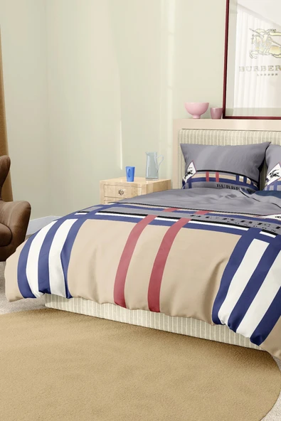 Marka Nevresim Takımı Çift Kişilik Pamuklu Saten Kumaş 6 Parça 3D Dijital Baskı Duvet Cover Set Model No:10 - 7