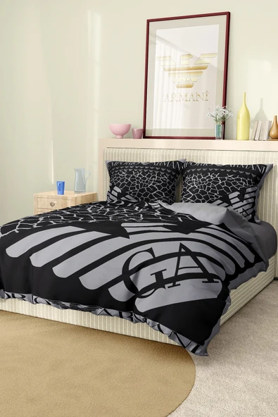 Nevresim Takımı Çift Kişilik Pamuklu Saten Kumaş 6 Parça 3D Dijital Baskı Duvet Cover Set Model No:3