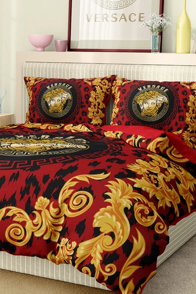 Marka Nevresim Takımı Çift Kişilik Pamuklu Saten Kumaş 6 Parça 3D Dijital Baskı Duvet Cover Set Model No:115 - 6