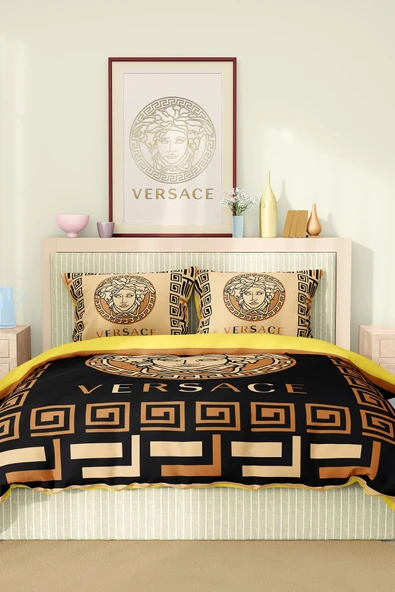 Marka Nevresim Takımı Çift Kişilik Pamuklu Saten Kumaş 6 Parça 3D Dijital Baskı Duvet Cover Set Model No:100 - 2