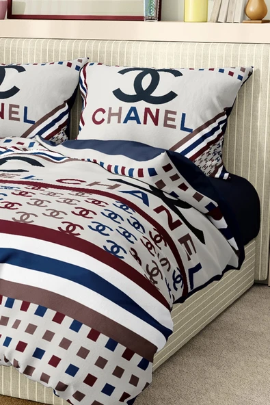 Marka Nevresim Takımı Çift Kişilik Pamuklu Saten Kumaş 6 Parça 3D Dijital Baskı Duvet Cover Set Model No:21 - 3