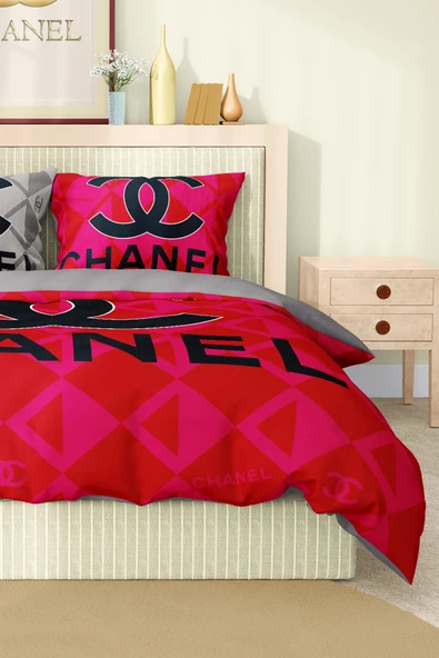 Marka Nevresim Takımı Çift Kişilik Pamuklu Saten Kumaş 6 Parça 3D Dijital Baskı Duvet Cover Set Model No:38 - 4