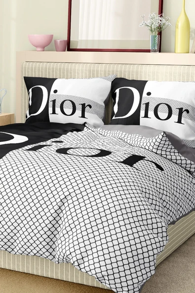 Marka Nevresim Takımı Çift Kişilik Pamuklu Saten Kumaş 6 Parça 3D Dijital Baskı Duvet Cover Set Model No:45 - 4