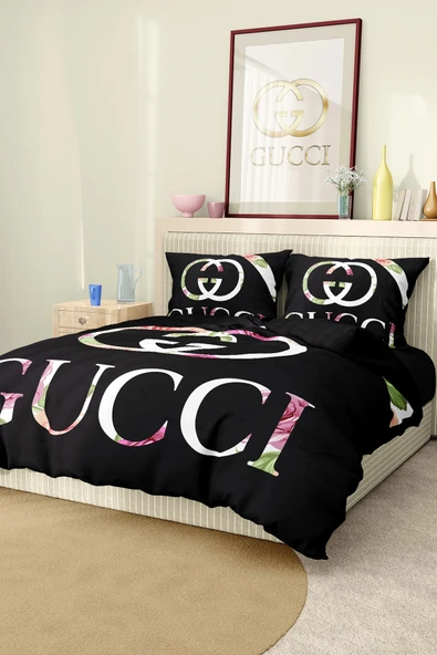 Marka Nevresim Takımı Çift Kişilik Pamuklu Saten Kumaş 6 Parça 3D Dijital Baskı Duvet Cover Set Model No:54