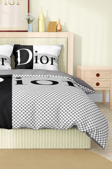 Marka Nevresim Takımı Çift Kişilik Pamuklu Saten Kumaş 6 Parça 3D Dijital Baskı Duvet Cover Set Model No:45 - 5
