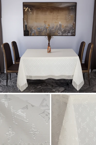 Louis Vuitton Masa Örtüsü 160*220 Cm "BRODE GÜPÜRLÜ" KDK İplik Özel Jakar Dokuma Dertsiz Leke Tutmaz Özel Kutulu