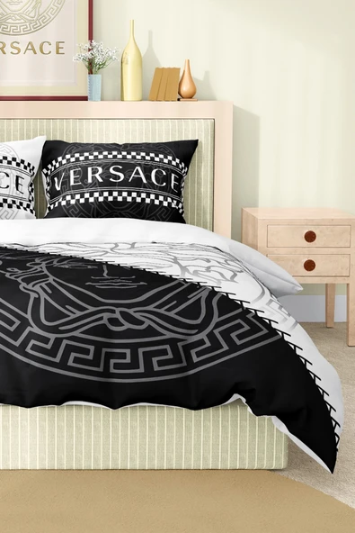 Marka Nevresim Takımı Çift Kişilik Pamuklu Saten Kumaş 6 Parça 3D Dijital Baskı Duvet Cover Set Model No:111 - 4