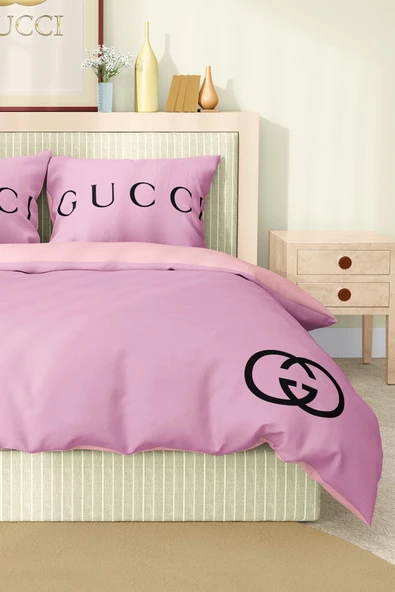 Nevresim Takımı Çift Kişilik Pamuklu Saten Kumaş 6 Parça 3D Dijital Baskı Duvet Cover Set Model No:50 - 5