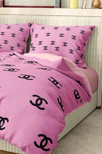 Marka Nevresim Takımı Çift Kişilik Pamuklu Saten Kumaş 6 Parça 3D Dijital Baskı Duvet Cover Set Model No:22 - 7