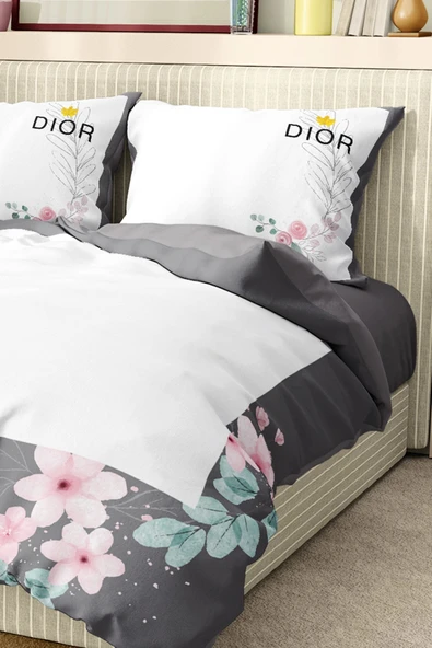 Marka Nevresim Takımı Çift Kişilik Pamuklu Saten Kumaş 6 Parça 3D Dijital Baskı Duvet Cover Set Model No:47 - 3