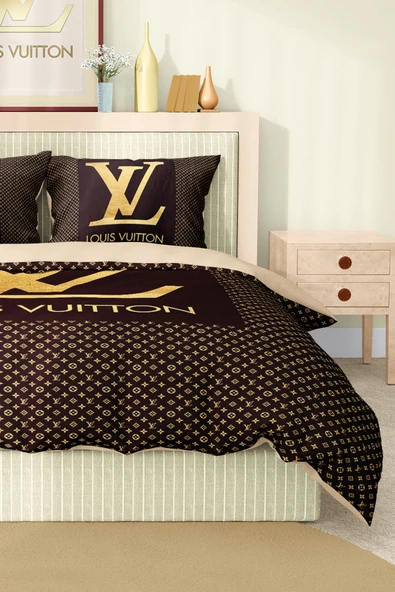 Nevresim Takımı Çift Kişilik Pamuklu Saten Kumaş 6 Parça 3D Dijital Baskı Duvet Cover Set Model No:76 - 4