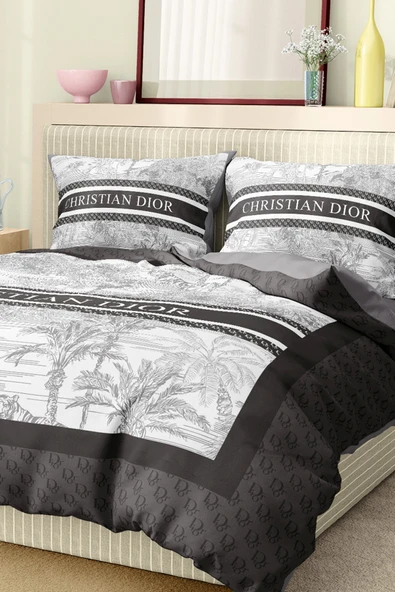 Marka Nevresim Takımı Çift Kişilik Pamuklu Saten Kumaş 6 Parça 3D Dijital Baskı Duvet Cover Set Model No:48 - 6