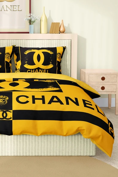 Marka Nevresim Takımı Çift Kişilik Pamuklu Saten Kumaş 6 Parça 3D Dijital Baskı Duvet Cover Set Model No:25 - 4