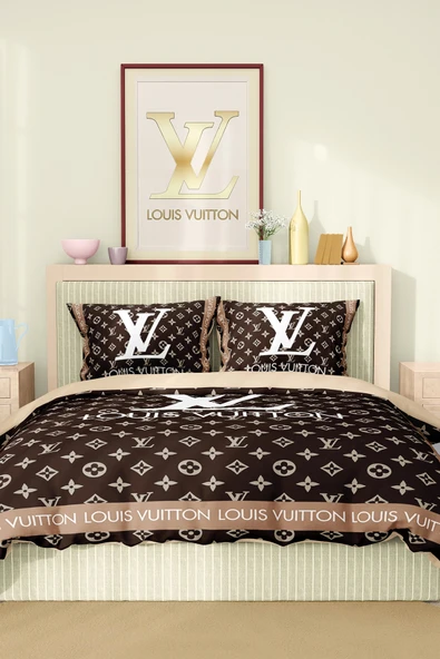 Nevresim Takımı Çift Kişilik Pamuklu Saten Kumaş 6 Parça 3D Dijital Baskı Duvet Cover Set Model No:74 - 2