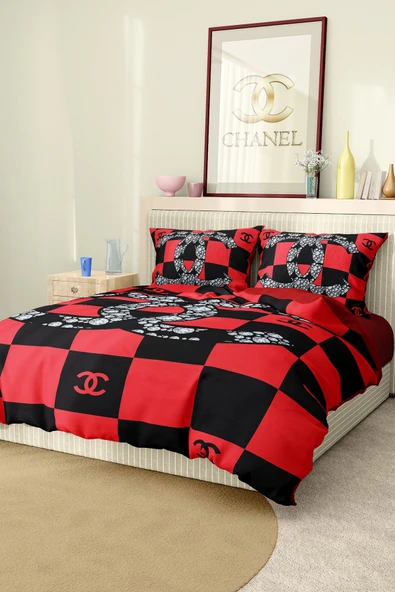 Marka Nevresim Takımı Çift Kişilik Pamuklu Saten Kumaş 6 Parça 3D Dijital Baskı Duvet Cover Set Model No:37
