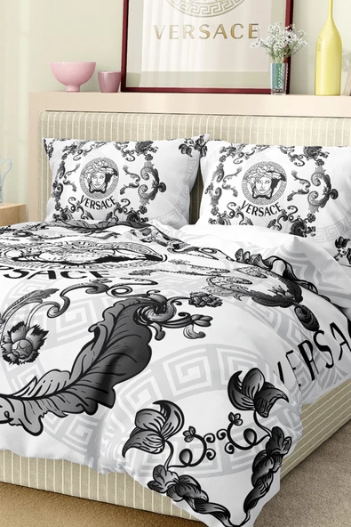 Marka Nevresim Takımı Çift Kişilik Pamuklu Saten Kumaş 6 Parça 3D Dijital Baskı Duvet Cover Set Model No:112 - 6