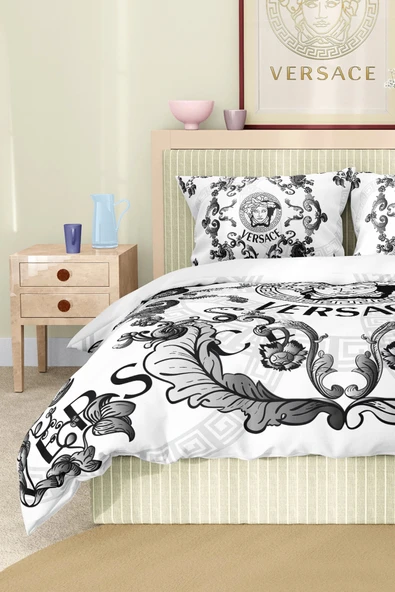 Marka Nevresim Takımı Çift Kişilik Pamuklu Saten Kumaş 6 Parça 3D Dijital Baskı Duvet Cover Set Model No:112 - 5