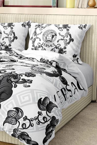 Marka Nevresim Takımı Çift Kişilik Pamuklu Saten Kumaş 6 Parça 3D Dijital Baskı Duvet Cover Set Model No:112 - 4