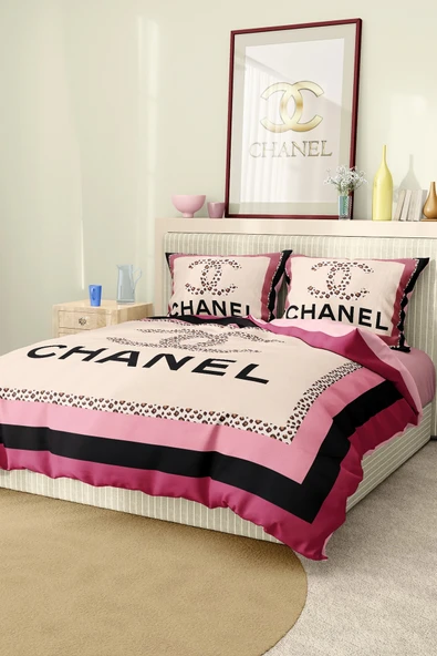 Marka Nevresim Takımı Çift Kişilik Pamuklu Saten Kumaş 6 Parça 3D Dijital Baskı Duvet Cover Set Model No:18