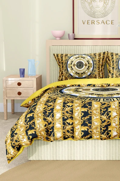 Marka Nevresim Takımı Çift Kişilik Pamuklu Saten Kumaş 6 Parça 3D Dijital Baskı Duvet Cover Set Model No:90 - 4