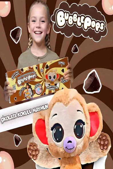 Bubble Pops Chunky Cocoa Monkey: Kokusuyla Büyüleyen Şişme Peluş Maymun! - 2