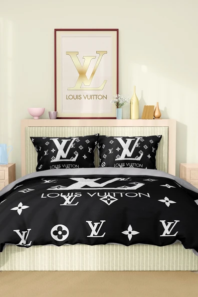 Nevresim Takımı Çift Kişilik Pamuklu Saten Kumaş 6 Parça 3D Dijital Baskı Duvet Cover Set Model No:71 - 2