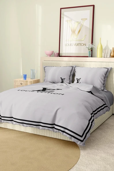 Marka Nevresim Takımı Çift Kişilik Pamuklu Saten Kumaş 6 Parça 3D Dijital Baskı Duvet Cover Set Model No:70