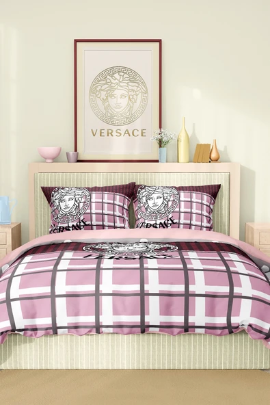 Marka Nevresim Takımı Çift Kişilik Pamuklu Saten Kumaş 6 Parça 3D Dijital Baskı Duvet Cover Set Model No:119 - 2