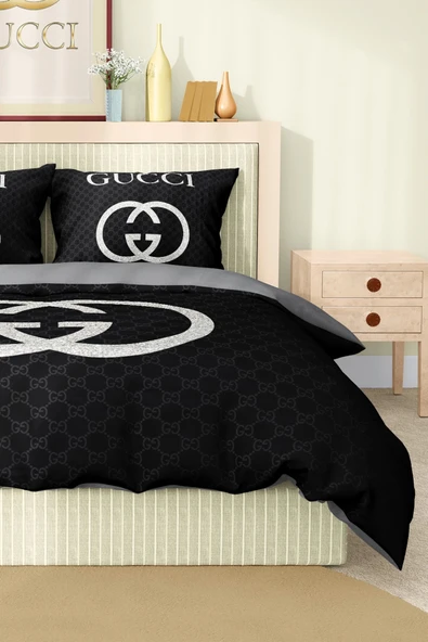 Marka Nevresim Takımı Çift Kişilik Pamuklu Saten Kumaş 6 Parça 3D Dijital Baskı Duvet Cover Set Model No:56 - 5