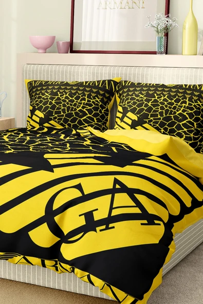 Marka Nevresim Takımı Çift Kişilik Pamuklu Saten Kumaş 6 Parça 3D Dijital Baskı Duvet Cover Set Model No:7 - 6