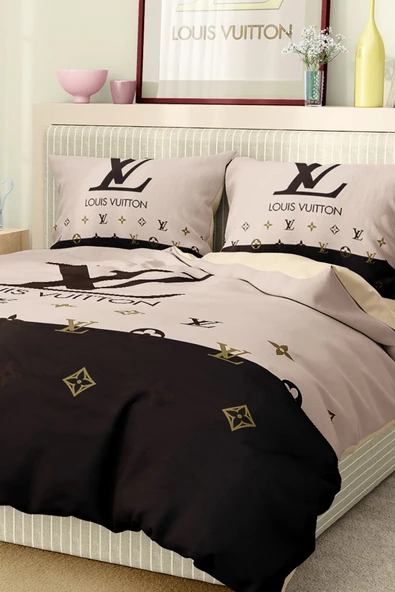 Marka Nevresim Takımı Çift Kişilik Pamuklu Saten Kumaş 6 Parça 3D Dijital Baskı Duvet Cover Set Model No:75 - 4