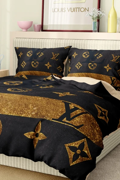 Marka Nevresim Takımı Çift Kişilik Pamuklu Saten Kumaş 6 Parça 3D Dijital Baskı Duvet Cover Set Model No:77 - 4