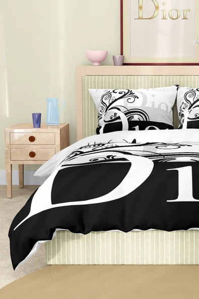 Marka Nevresim Takımı Çift Kişilik Pamuklu Saten Kumaş 6 Parça 3D Dijital Baskı Duvet Cover Set Model No:44 - 6
