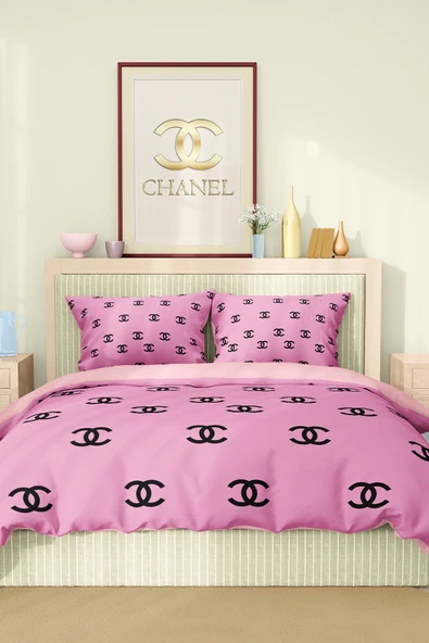 Marka Nevresim Takımı Çift Kişilik Pamuklu Saten Kumaş 6 Parça 3D Dijital Baskı Duvet Cover Set Model No:22 - 2